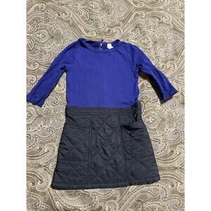 Crewcuts Girl's Size 6 Blue Navy Dress Quilted Skirt Back Zip